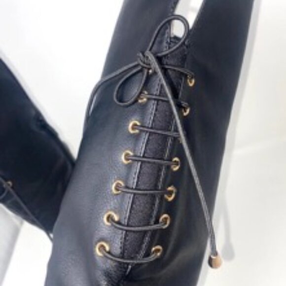 Top Moda Women's Jones-86 Tall Boots Black Zipper Lace Up Backing Size 7 - Picture 6 of 8